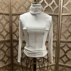 White Ribbed Turtleneck